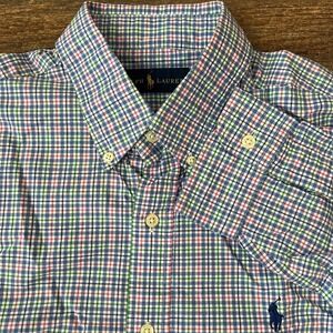 Ralph Lauren Button Down Shirt Men's Medium Long Sleeve Multicolor Plaid Pony